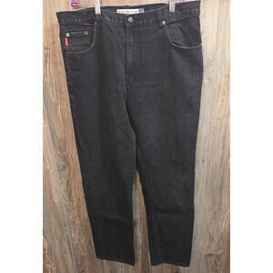 Vintage Bugle Boy 750 Jeans Size 38x34 Black Charcoal Relaxed Tapered Denim 90's